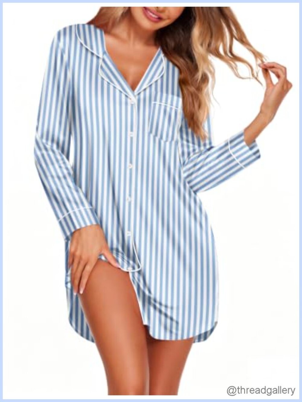 Women's Satin Nightgown Button Down Sleep Shirt Loungewear
